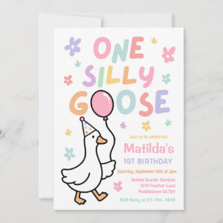 Invitación Una chica ganso tonta pastel cumpleaños 1ª fiesta