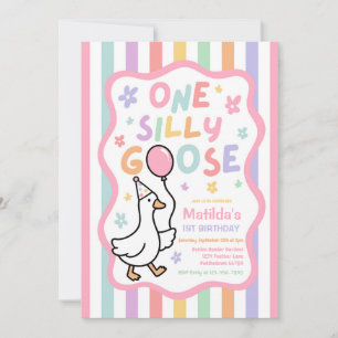 Invitación Una chica ganso tonta pastel cumpleaños 1ª fiesta
