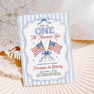 Invitación Una chica totalmente americana cumple 1 año