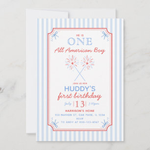 Invitación Una chica totalmente americana cumpleaños de 4 de