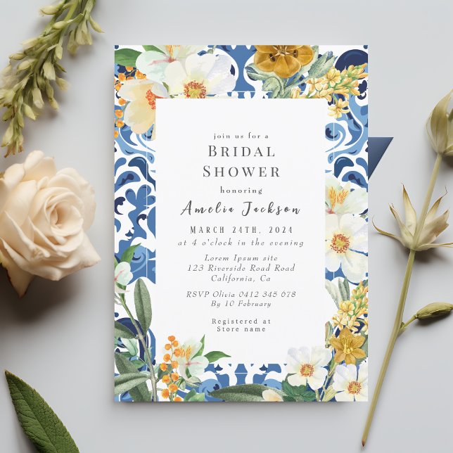 Invitación Una chinoiserie floral azul Ducha de novia (Subido por el creador)