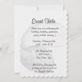 Invitación Una concha de ostras con el dicho "el mundo es tu