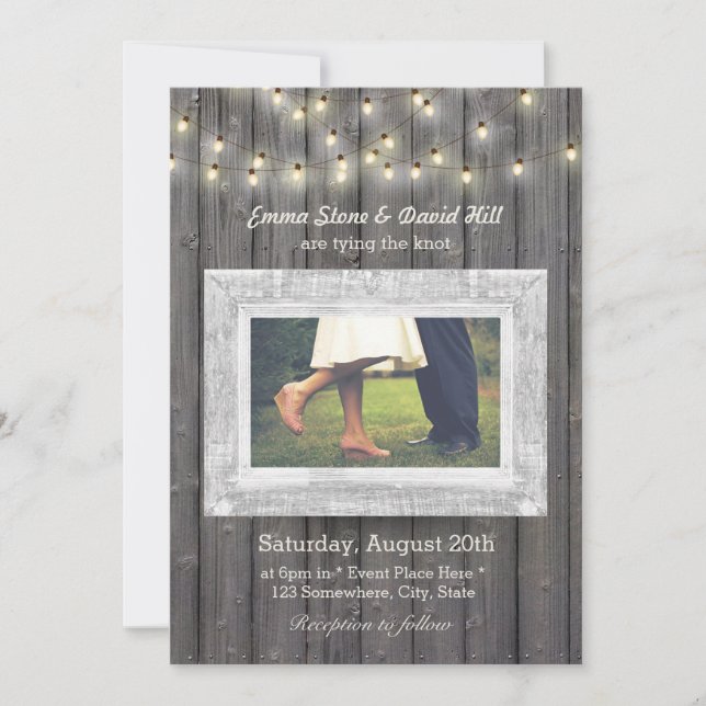 Invitación Una cuerda rusa ilumina a un Boda fotográfico de l (Anverso)