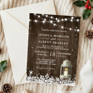 Invitación Una cuerda rústica ilumina una boda de invierno co