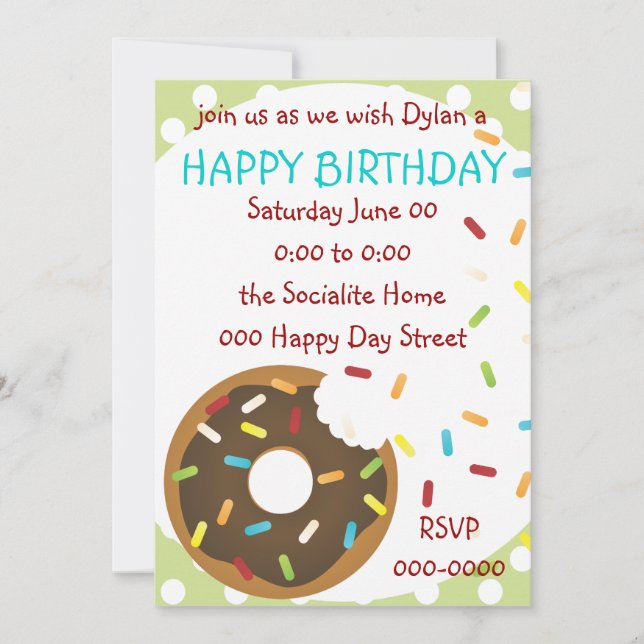 Invitación Una deliciosa mordida de Donut (Anverso)