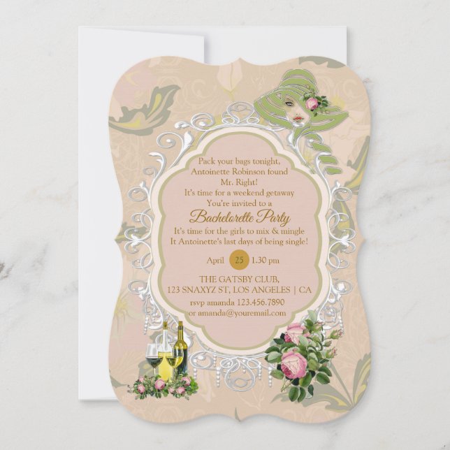 Invitación Una despedida de soltera en un jardín victoriano d (Anverso)