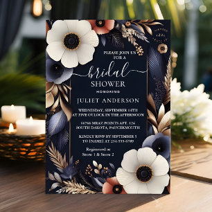 Invitación Una ducha azul de novia de la marina azul de la hi