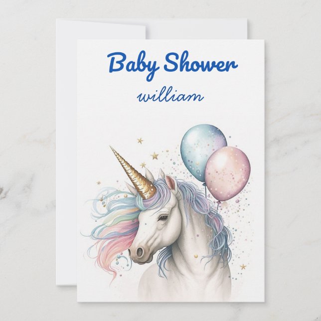 Invitación Una ducha de arbustos y unicornios (Anverso)