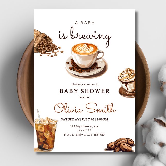 Invitación Una Ducha de Bebé de Café: 'Un Bebé Está en Infusi (Subido por el creador)