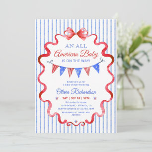 Invitación Una ducha de bebé totalmente americana con lazos d