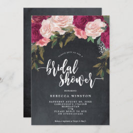 Invitación una ducha de novia rosa burgundy