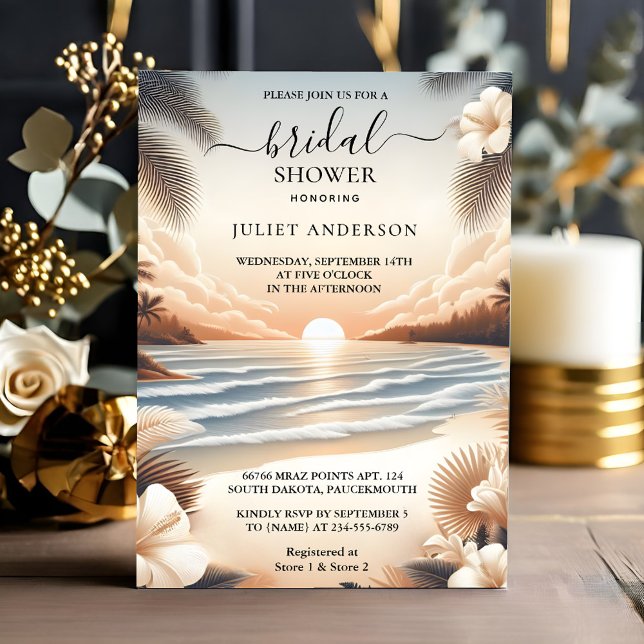Invitación Una ducha nupcial de agua azul en la playa del mar (Subido por el creador)