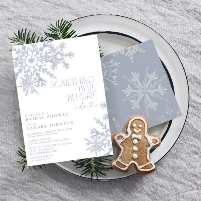 Invitación Una ducha nupcial de invierno con copo de nieve az (Subido por el creador)