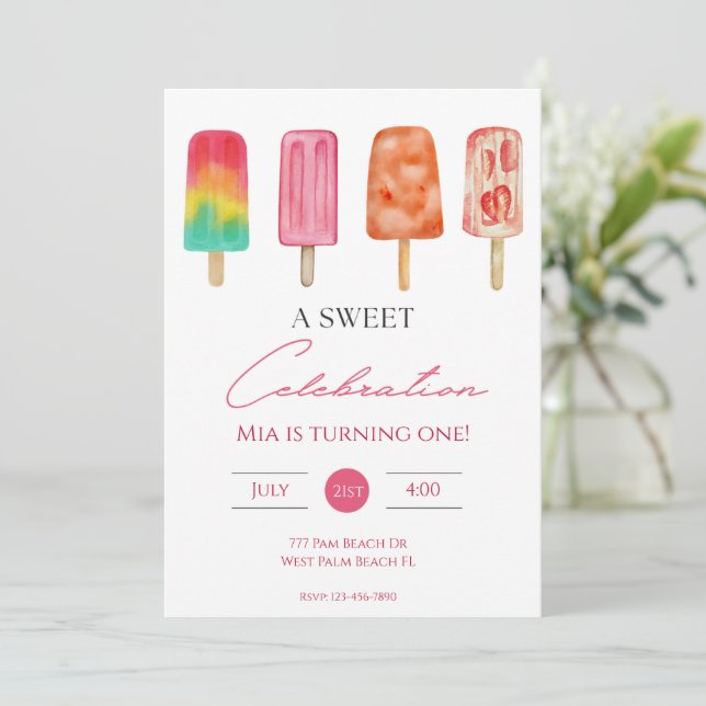Invitación Una dulce celebración del cumpleaños moderno de Po (Anverso de pie)