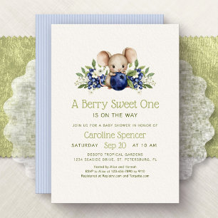 Invitación Una dulce de fresa para el bebé Cumpleaños de Blue