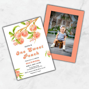 Invitación Una dulce foto de fruta de bollo de primer cumplea