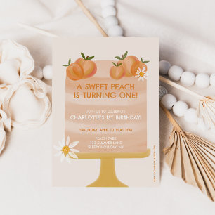 Invitación Una Dulce Melocotón Cumpleaños 1 Niña Boho Fiesta