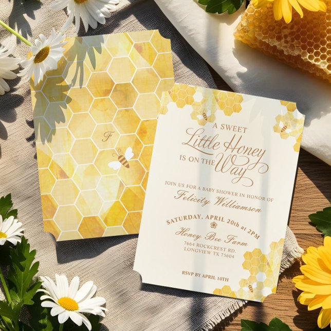 Invitación Una dulce Miel En Camino De Abeja Baby Shower (A Sweet Little Honey On The Way Bee Baby Shower Invitation)