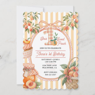 Invitación Una dulce niña de cumpleaños de melocotón dulce 1