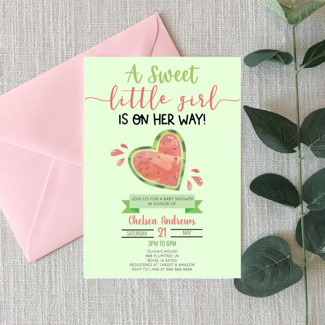 Invitación Una dulce niña pequeña sandía Baby Shower (Subido por el creador)