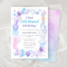 Una dulce pequeña sirena pastel baby shower para n