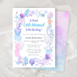 Invitación Una dulce pequeña sirena pastel baby shower para n