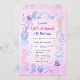 Invitación Una dulce sirena pastel Chica Baby Shower