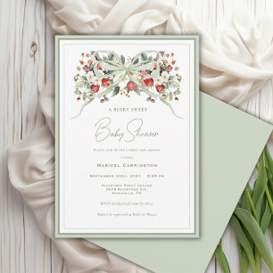 Invitación Una dulce y floral ducha de bebé de fresa