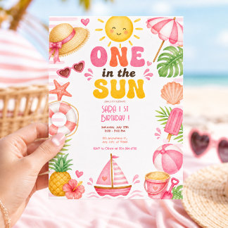 Invitación Una en el Sol Cumpleaños Chica Verano Lindo