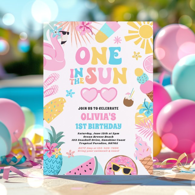 Invitación Una En El Sol Fiesta De Cumpleaños 1er Cumpleaños  (Subido por el creador)