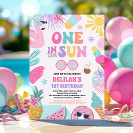 Invitación Una En El Sol Fiesta De Cumpleaños Tropical De Pla