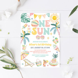 Invitación Una En El Sol Fiesta De Playa Verano Cumpleaños 1