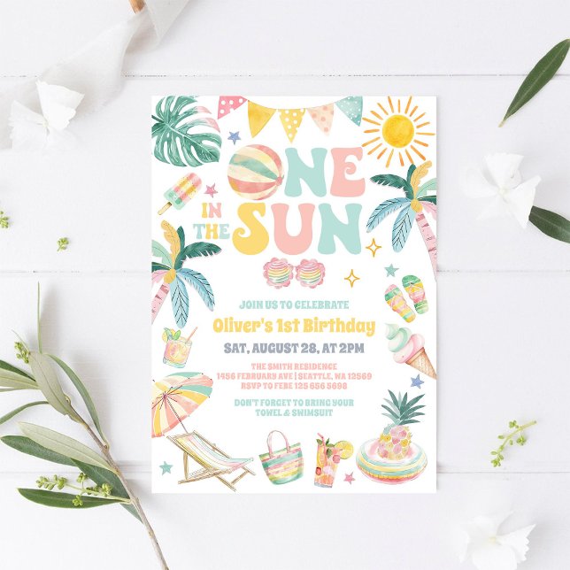 Invitación Una En El Sol Fiesta De Playa Verano Cumpleaños 1 (Subido por el creador)