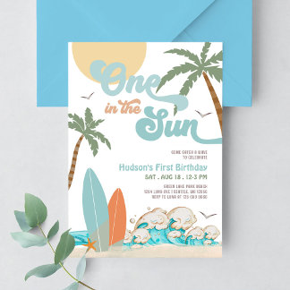 Invitación UNA En El SOL Surfing Fiesta de Cumpleaños 1er Cum