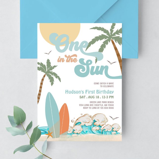 Invitación UNA En El SOL Surfing Fiesta de Cumpleaños 1er Cum (Subido por el creador)
