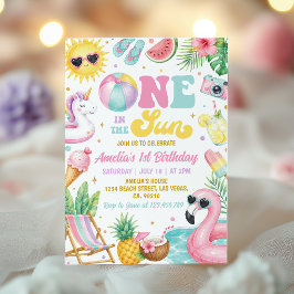 Invitación Una en la chica del sol fiesta de cumpleaños de ve