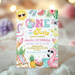 Invitación Una en la chica del sol fiesta de cumpleaños de ve