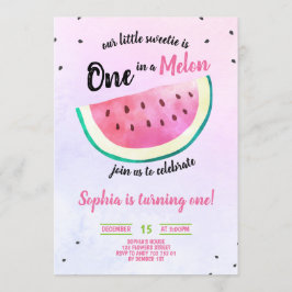 Invitación Una en Melón Chica Primer Día de la sandía Verano