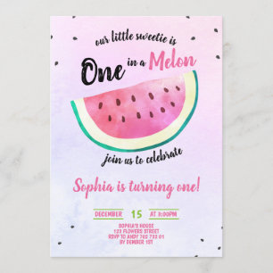 Invitación Una en Melón Chica Primer Día de la sandía Verano