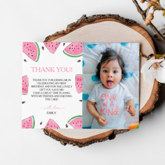 Invitación Una en Melón de Cumpleaños De Melón Gracias Tarjet