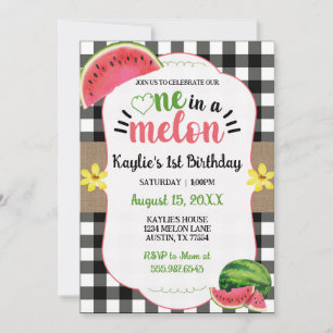 Invitación Una En Melón De Primer Cumpleaños