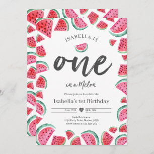 Invitación Una en Melón Primer Cumpleaños sandía