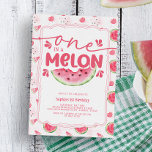 Invitación Una en melón rosa melón melón primer Fiesta de cum<br><div class="desc">Una en una sandía rosa melón de melón de Melón Invitación a la fiesta de cumpleaños</div>