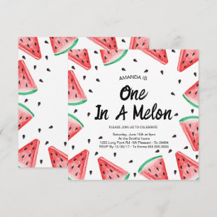 Invitación Una en un Melón Sandía Niña Cumpleaños 1