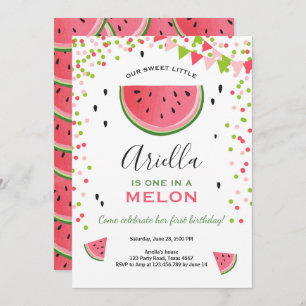 Invitación Una en una melón de cumpleaños
