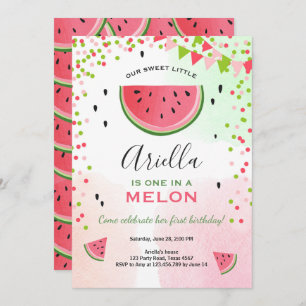 Invitación Una en una melón de cumpleaños