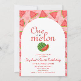 Invitación Una en una melón de cumpleaños 1 de Melón