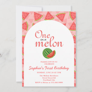 Invitación Una en una melón de cumpleaños 1 de Melón