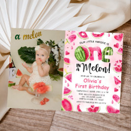Invitación Una en una sandía de Melón Foto de primer cumpleañ