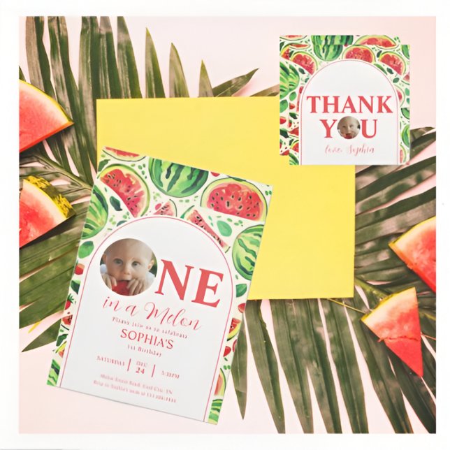 Invitación Una en una sandía de melón melón bebé foto primer  (Subido por el creador)